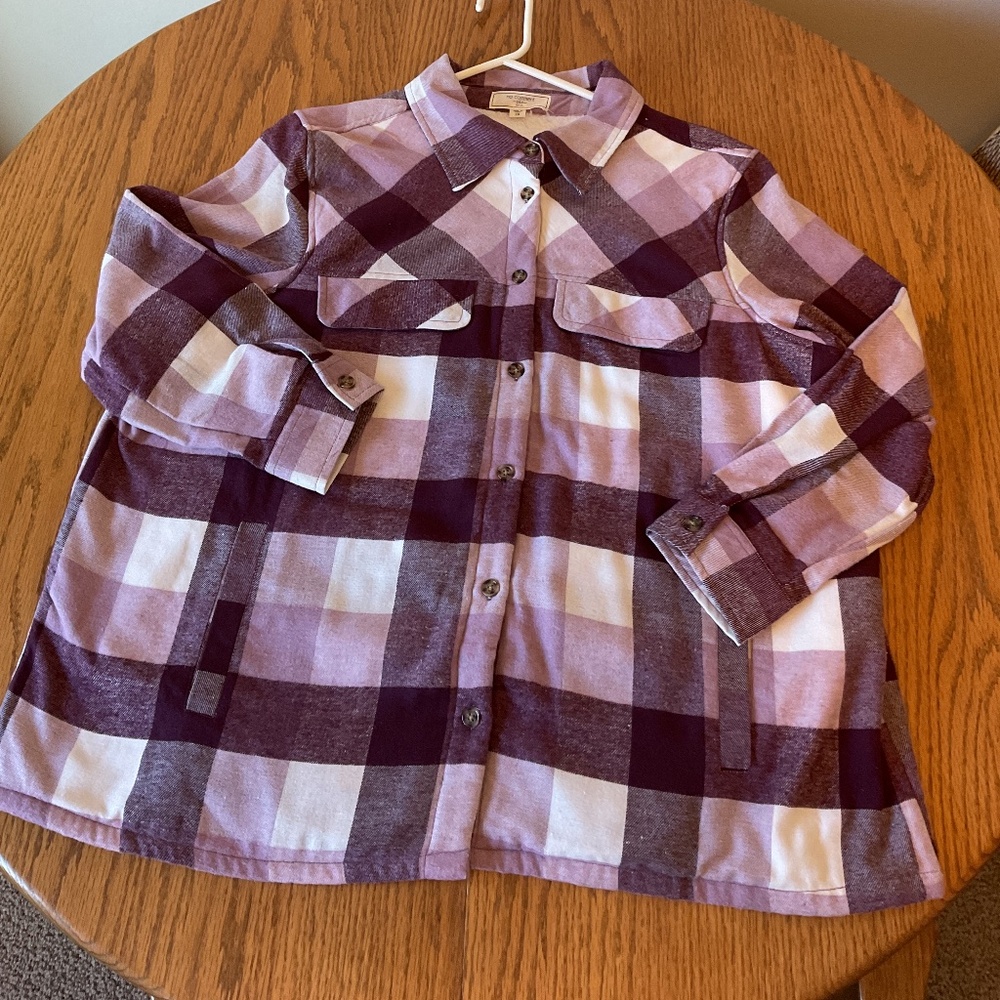 Womens Shacket, Size 2X, Purple Plaid